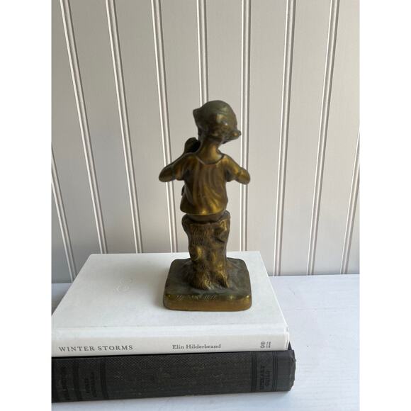 Vintage JB Jennings Brothers Brass Girl Rabbit Music Figurine. - Picture 3 of 10